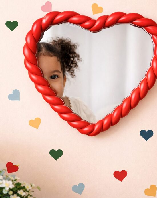 ATMOSPHERA – Sirds formas spogulis “Twist”, sarkans, 40 cm